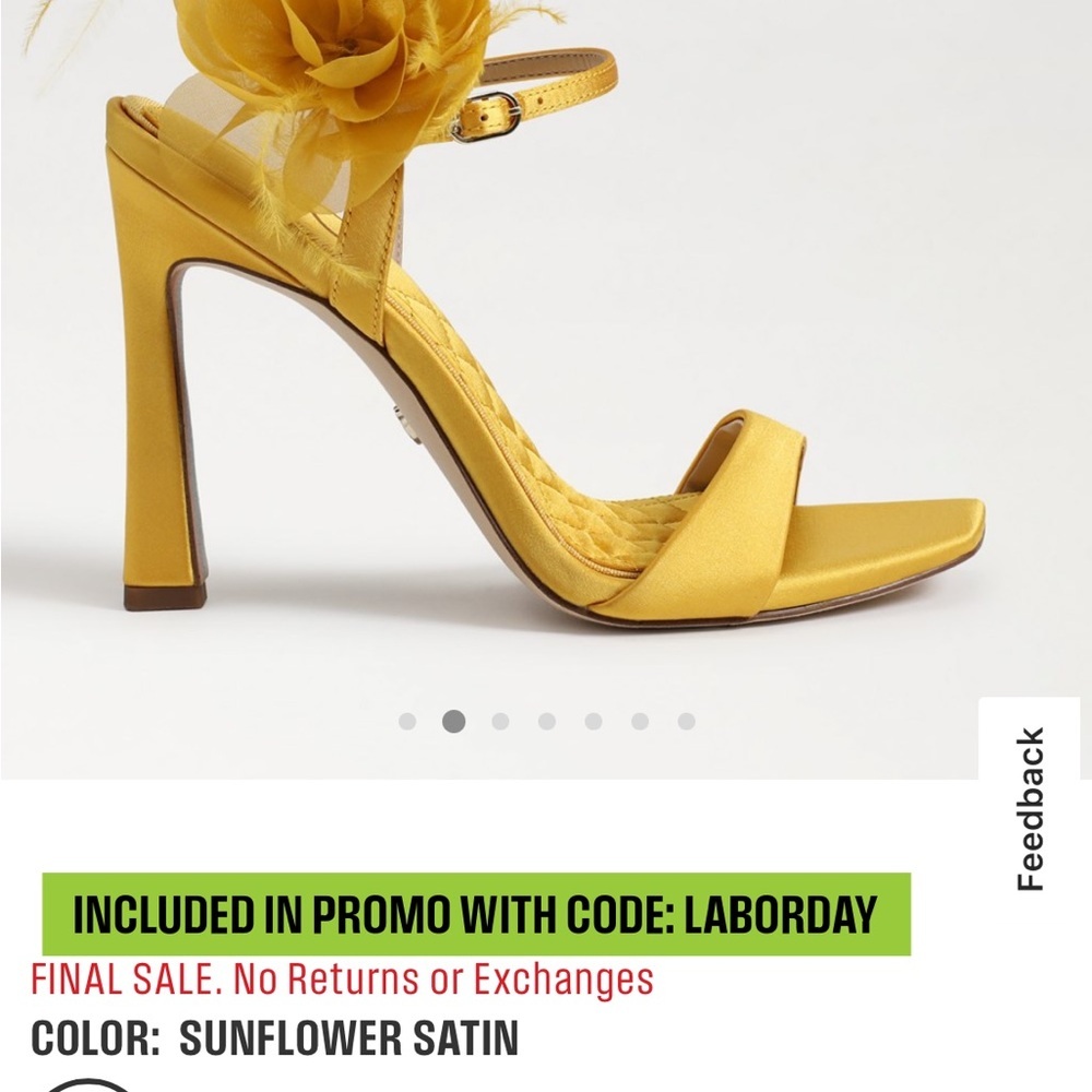 LEANA FLOWER STRAP HEEL size 5.5 sunflower satin sold out in stores - Picture 6 of 10